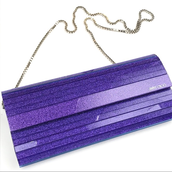 Jimmy Choo Handbags - Jimmy Choo Sweetie glitter purple clutch crossbody